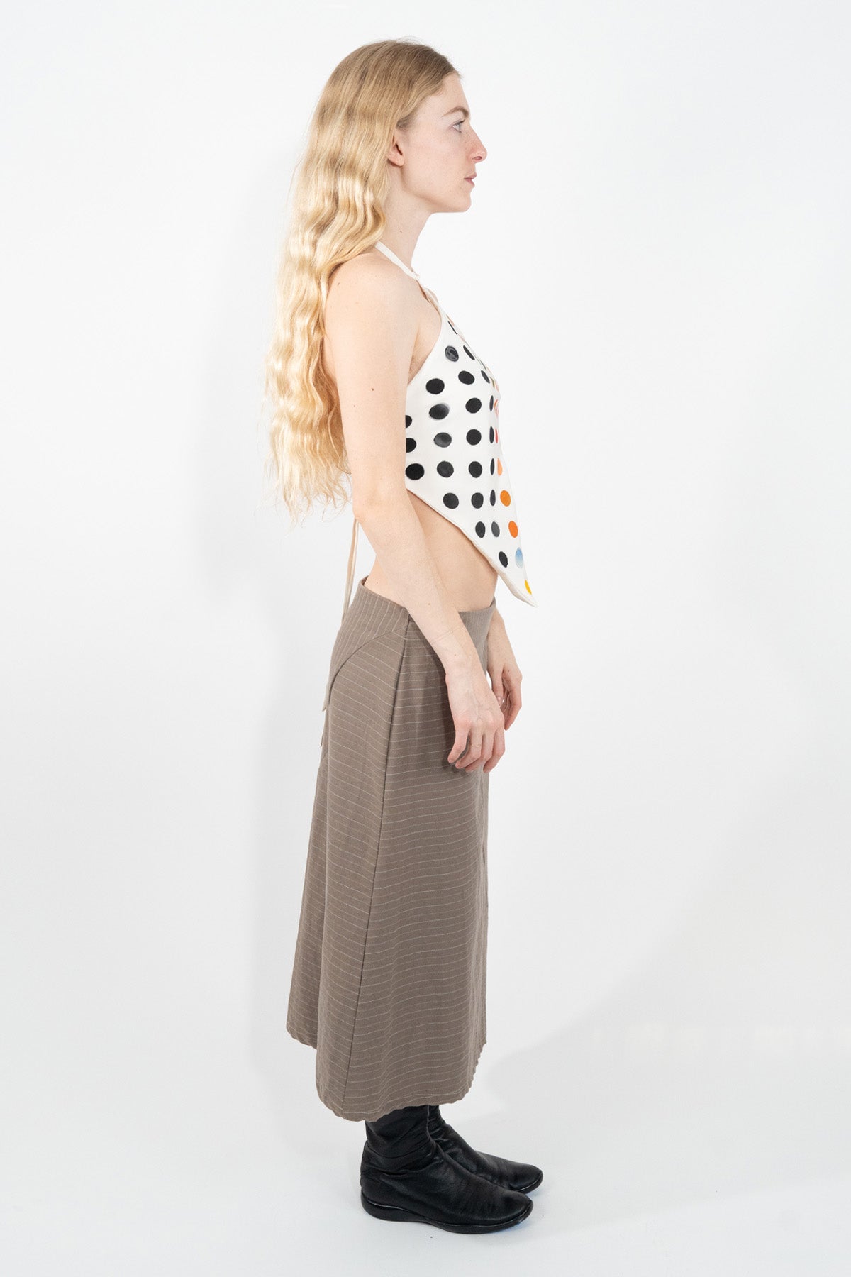 Brown Stripe Curve Skirt