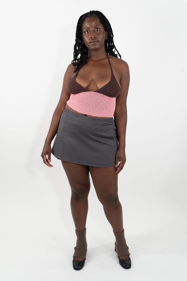 Pink & Brown Knit Halter