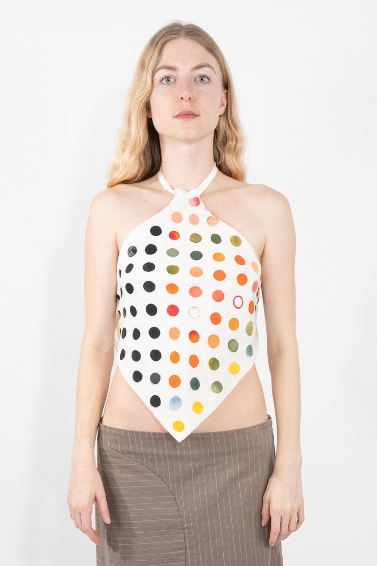 Dotted Silk Halter Top 1