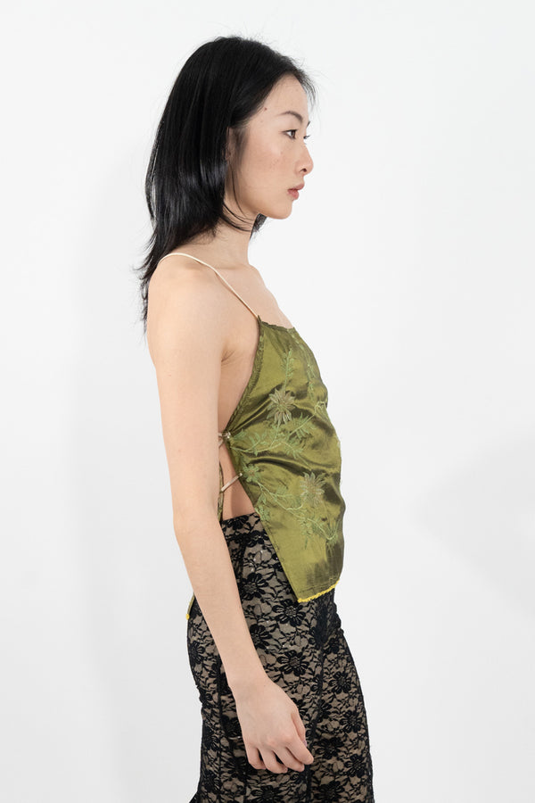 Green Silk Jacquard Top