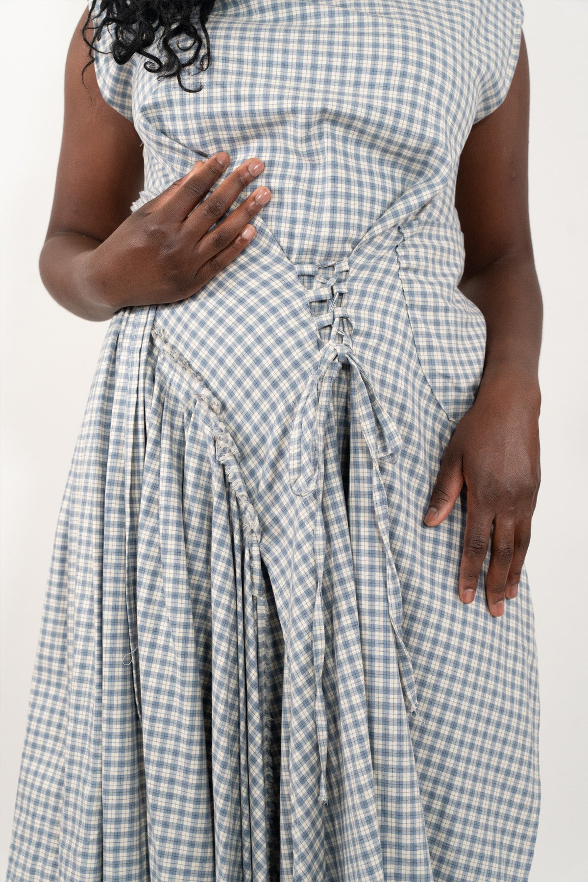 Light Blue Woven Gingham Dress