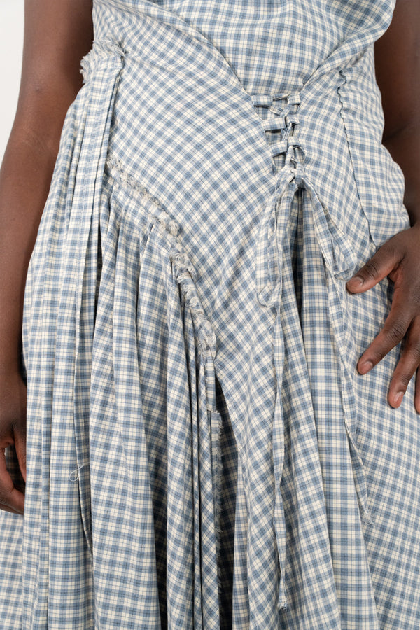 Light Blue Woven Gingham Dress