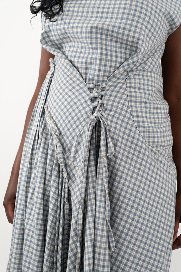 Light Blue Woven Gingham Dress