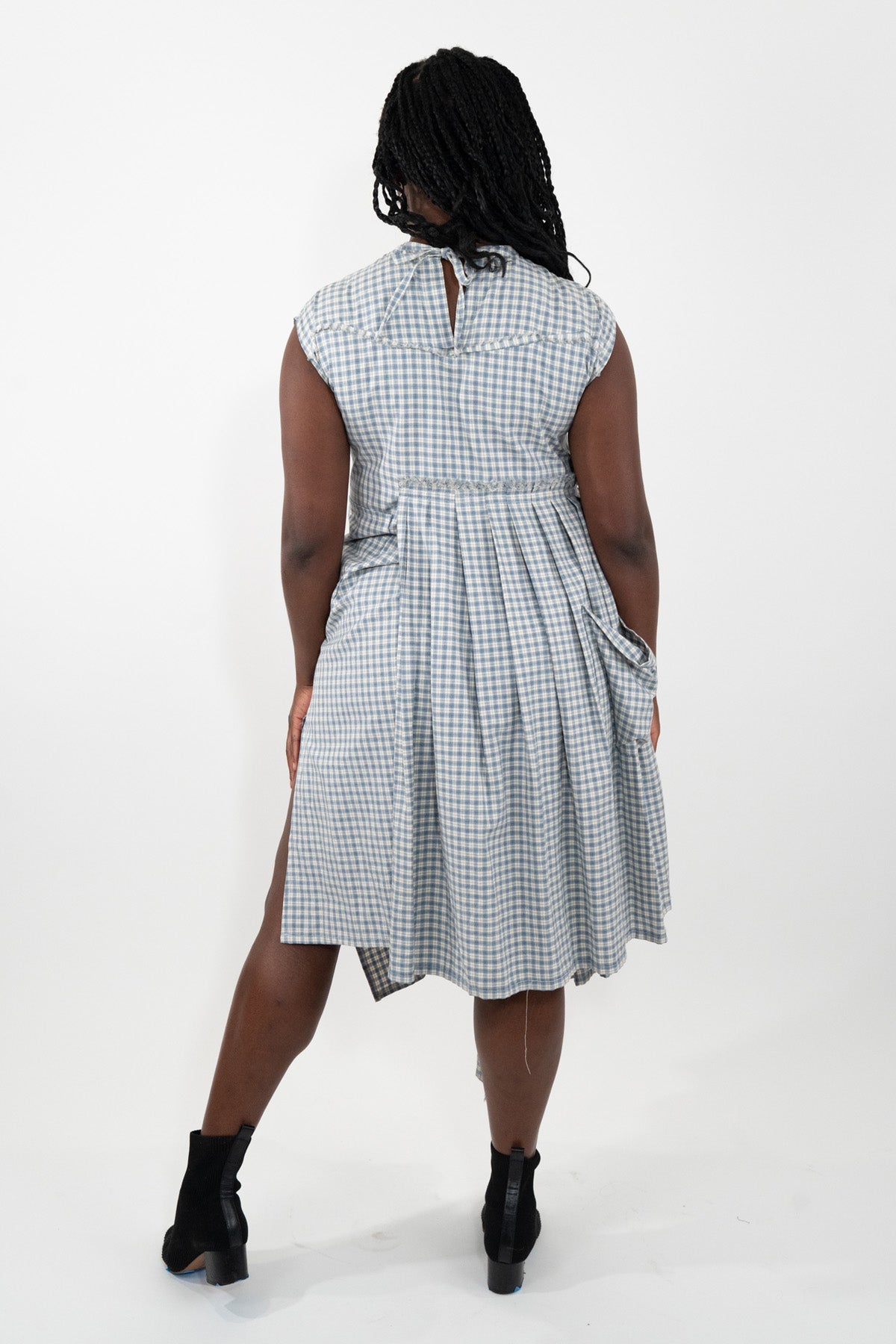 Light Blue Woven Gingham Dress