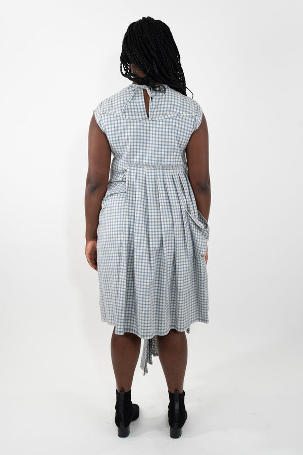 Light Blue Woven Gingham Dress