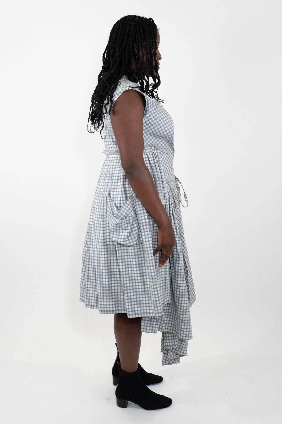 Light Blue Woven Gingham Dress