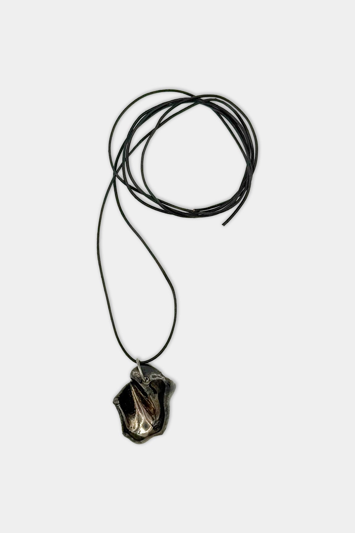 Silver Pendant with Brown Cord