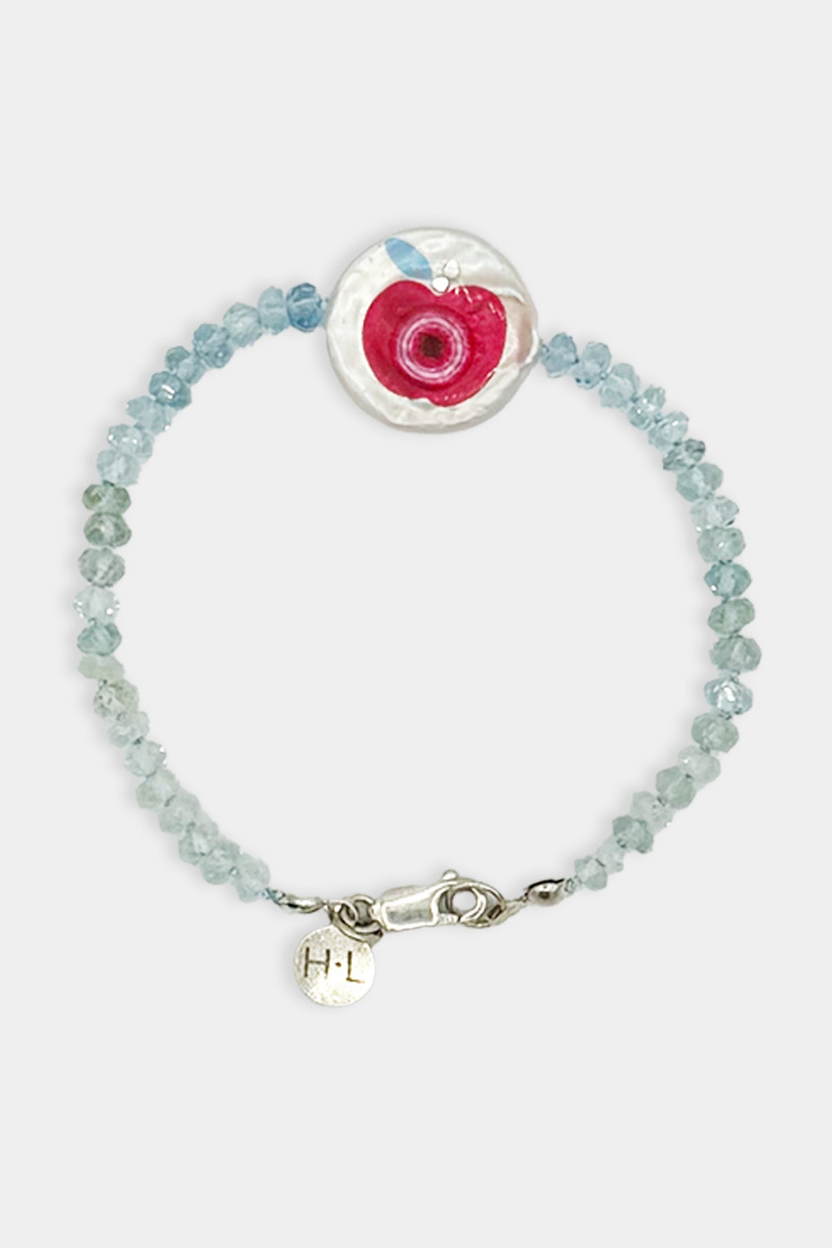 Aquamarine Pink Candy Apple Bracelet