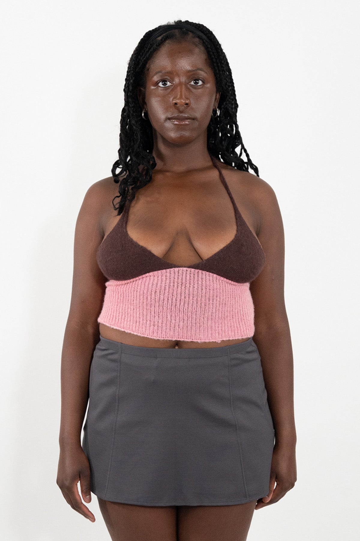 Pink & Brown Knit Halter